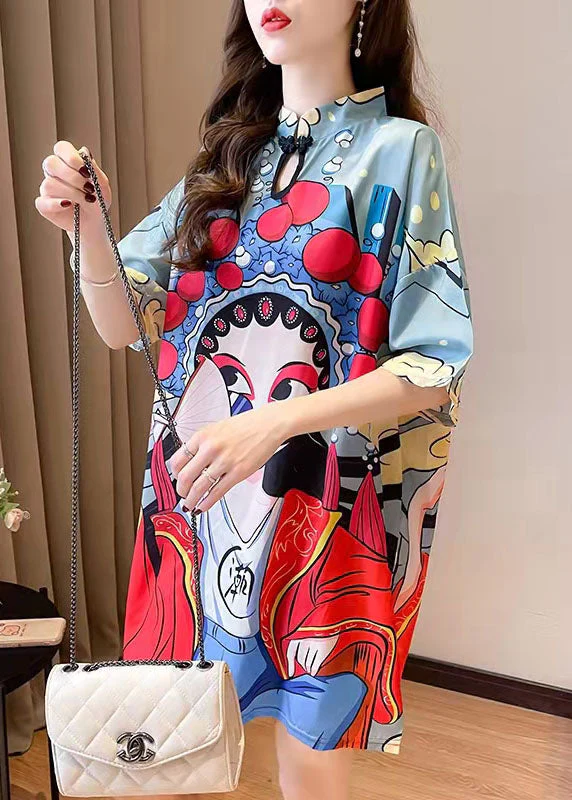 2025 New Summer Peking Opera Face Design And Slim Slim Dress - Image 3
