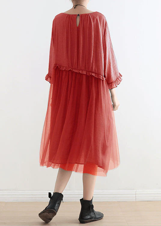2025 orange flower Tull Maxi dresses patchwork chiffon Summer Dresses - Image 19
