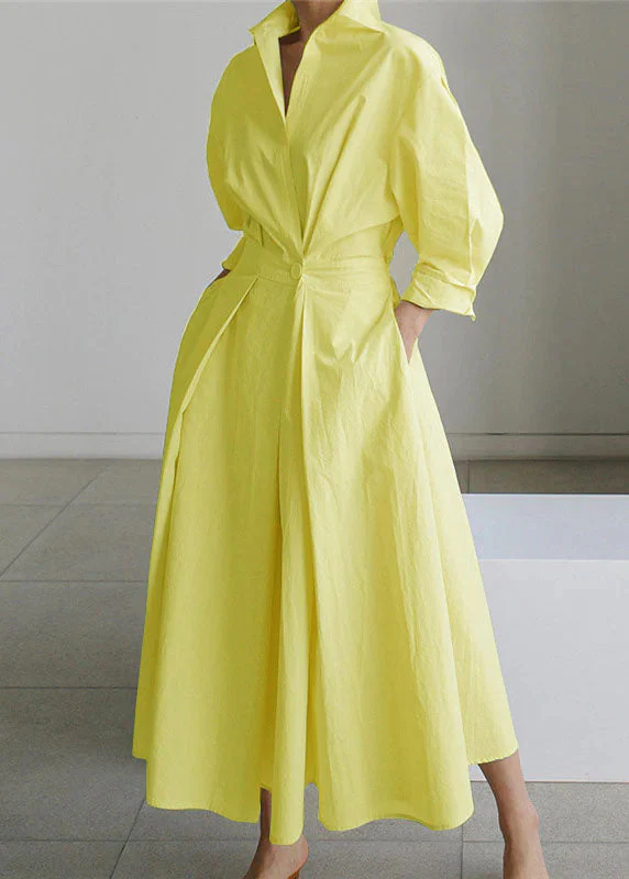 2025 Green Peter Pan Collar Pockets Cotton Dress Long Sleeve - Image 6