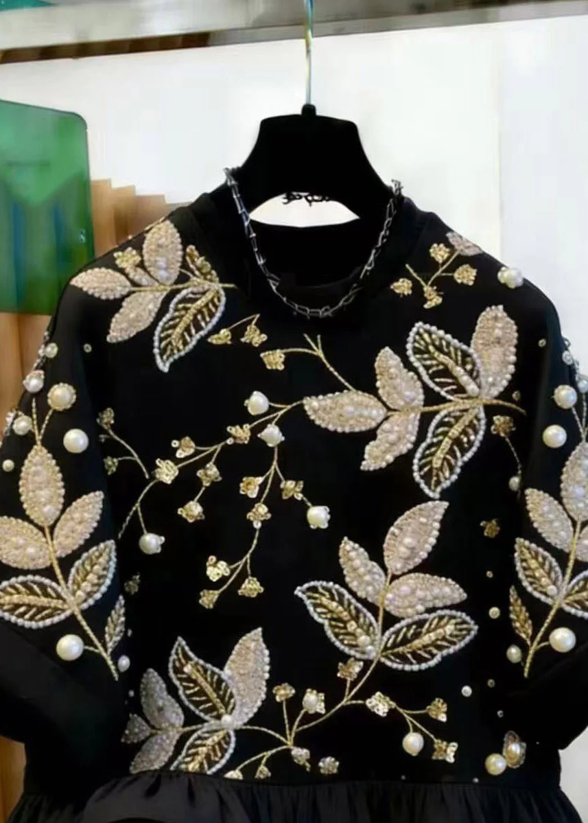 2026 New Black Nail Bead Patchwork T Shirt Short Sleeve - Image 2