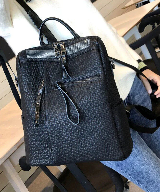 2026 New Casual Black Faux Leather Backpack - Image 2