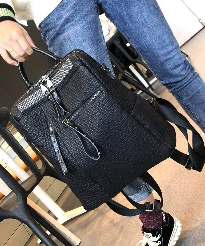2026 New Casual Black Faux Leather Backpack - Image 3