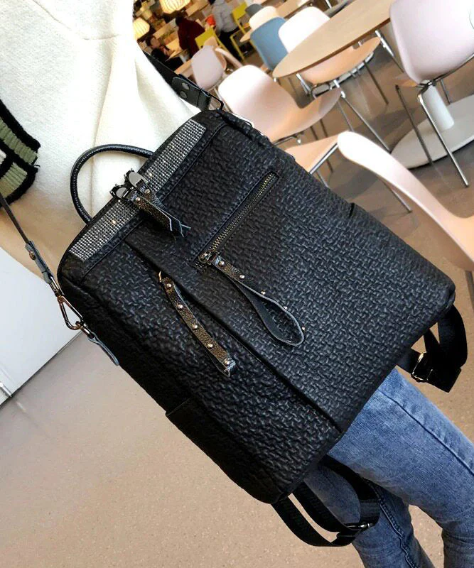 2026 New Casual Black Faux Leather Backpack - Image 4