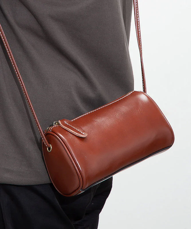 2026 New Coffee Calf Leather Round Crossbody Bag - Image 3