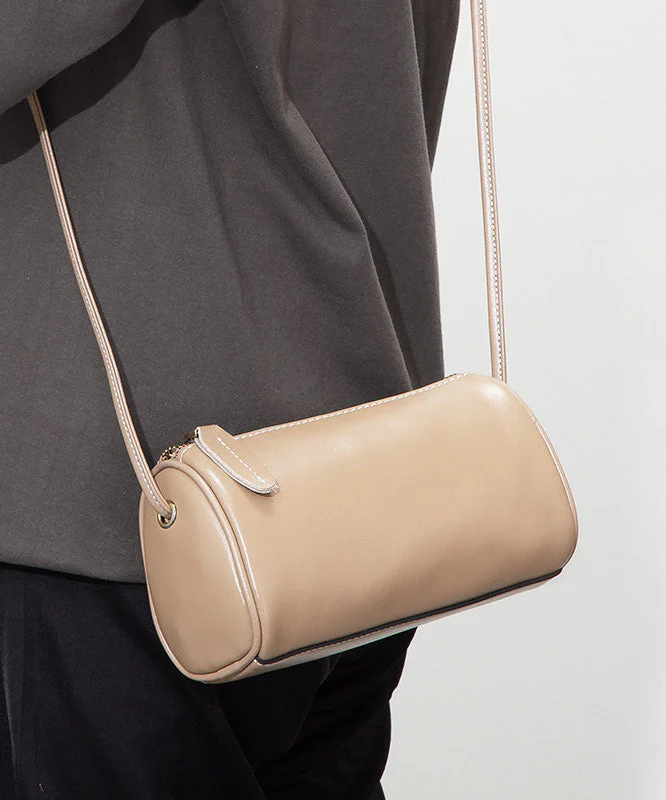 2026 New Coffee Calf Leather Round Crossbody Bag - Image 4