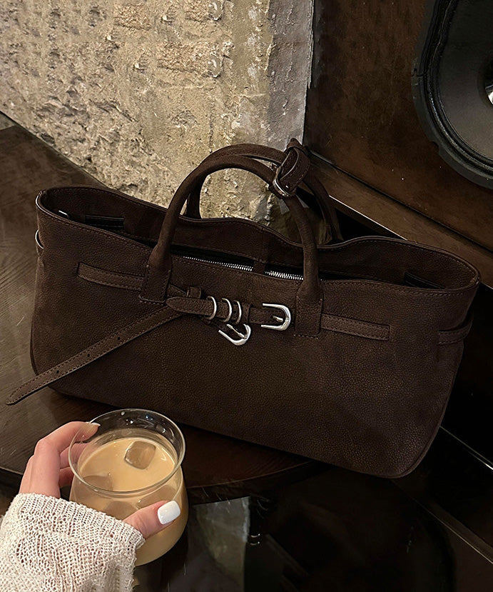 2026 New Coffee Suede Durable Tote Handbag