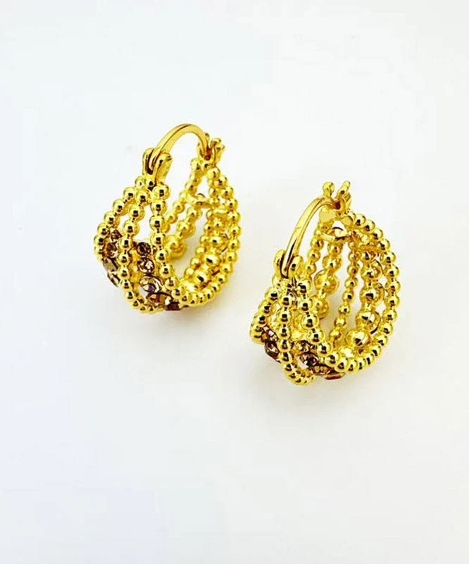 2026 New Gold Copper Overgild Zircon Hollow Out Basket Hoop Earrings - Image 5