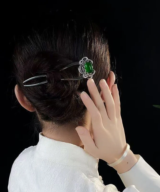 2026 New Green Stainless Steel Jade Ruyi Hairpin - Image 4