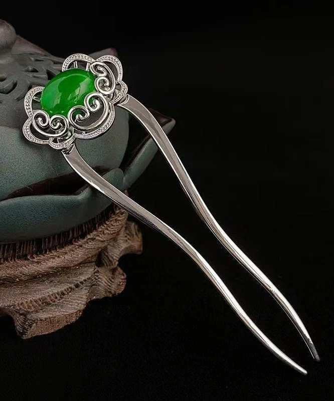 2026 New Green Stainless Steel Jade Ruyi Hairpin - Image 5