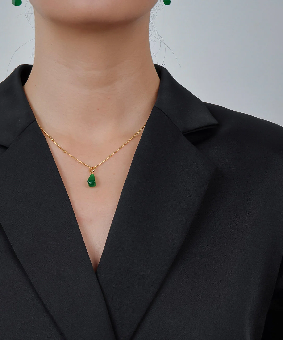 2026 New Green Sterling Silver Water Droplet Agate Pendant Necklace - Image 2
