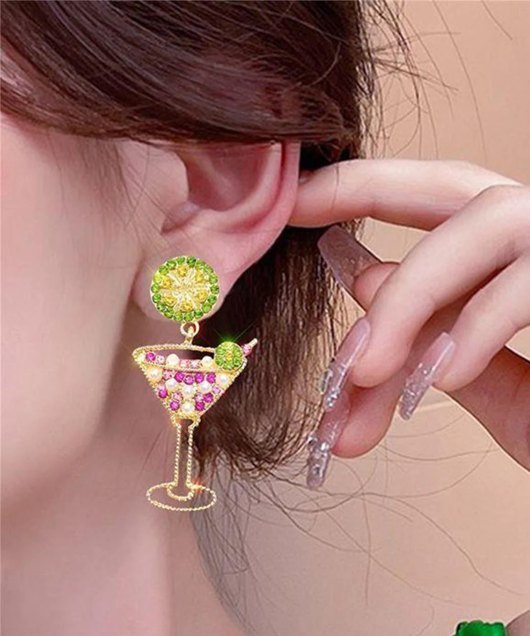 2026 New Juice Wine Glass Zircon Stud Earrings - Image 2