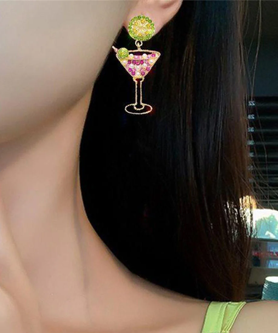 2026 New Juice Wine Glass Zircon Stud Earrings - Image 3
