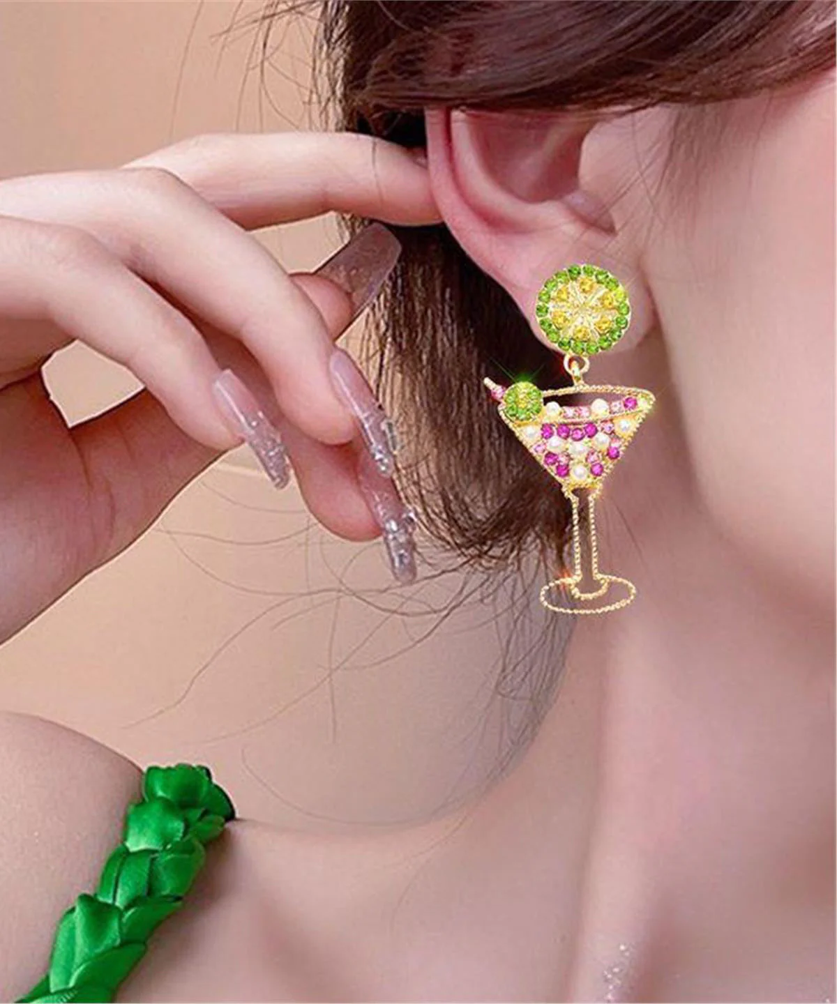 2026 New Juice Wine Glass Zircon Stud Earrings - Image 4