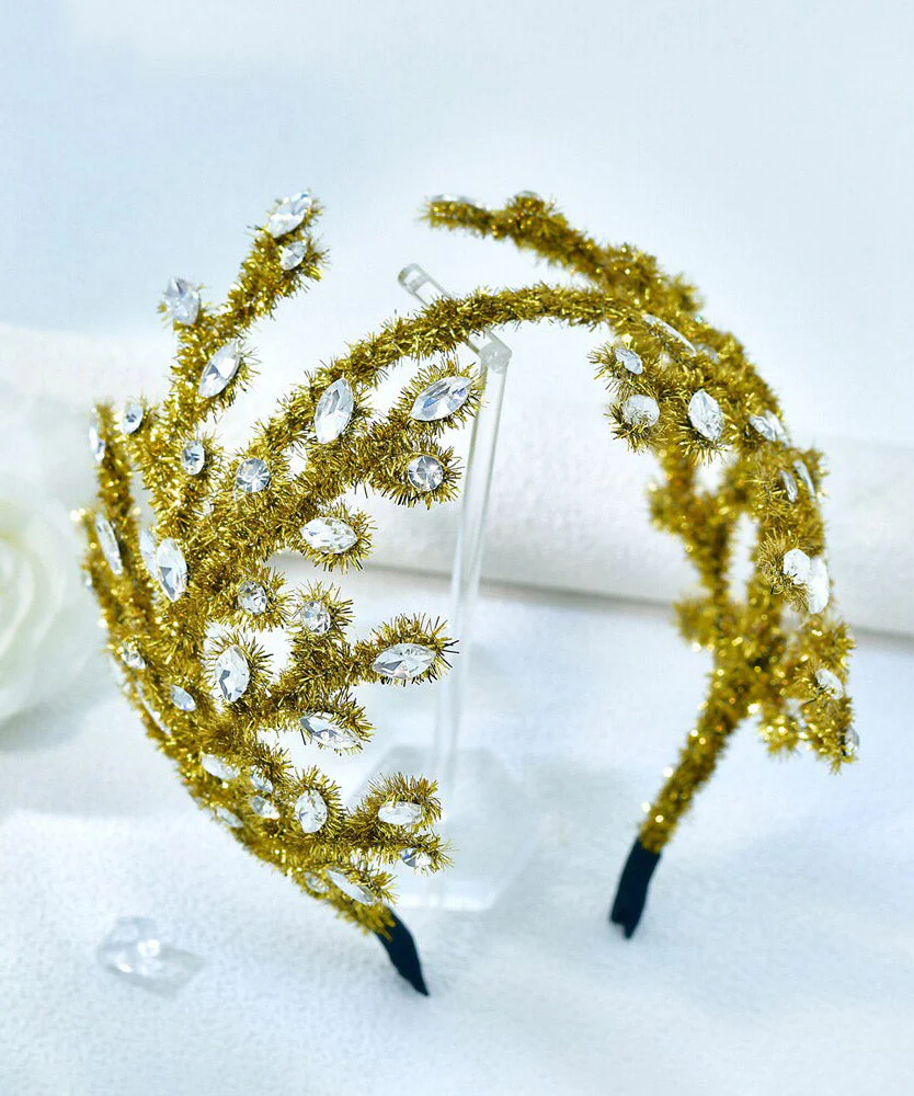 2026 New Turmeric Yellow Weave Crystal HairPiece - Image 2