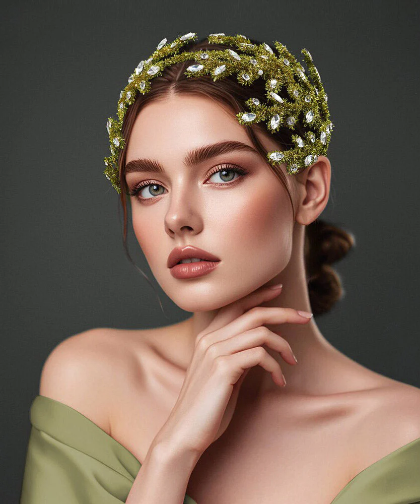 2026 New Turmeric Yellow Weave Crystal HairPiece - Image 3