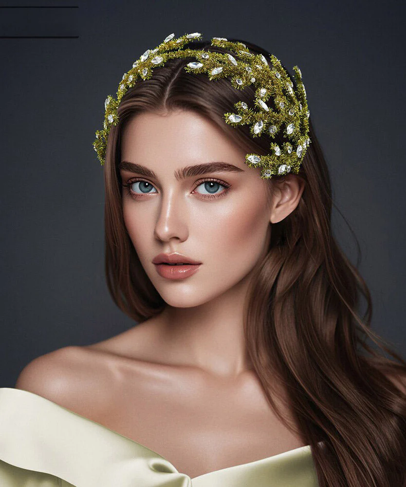 2026 New Turmeric Yellow Weave Crystal HairPiece - Image 5