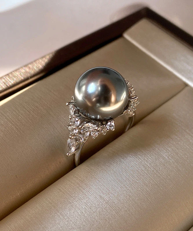 2026 New White Pearl Zircon Open Silver Rings - Image 4
