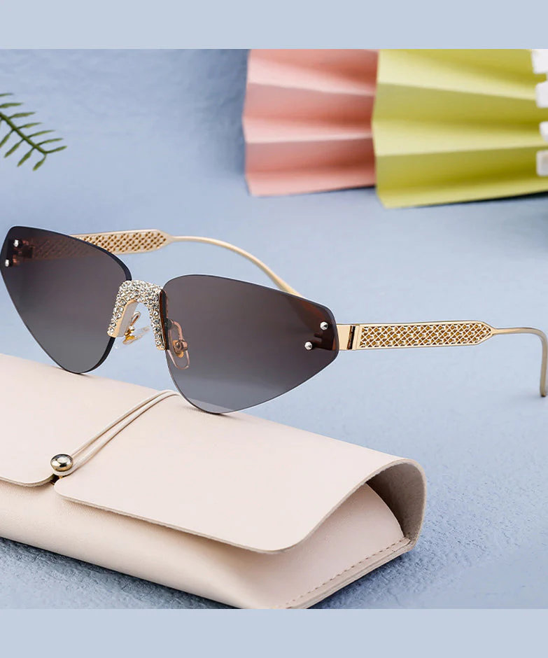 American Style Diamond Studded Frameless Sunglasses - Image 3