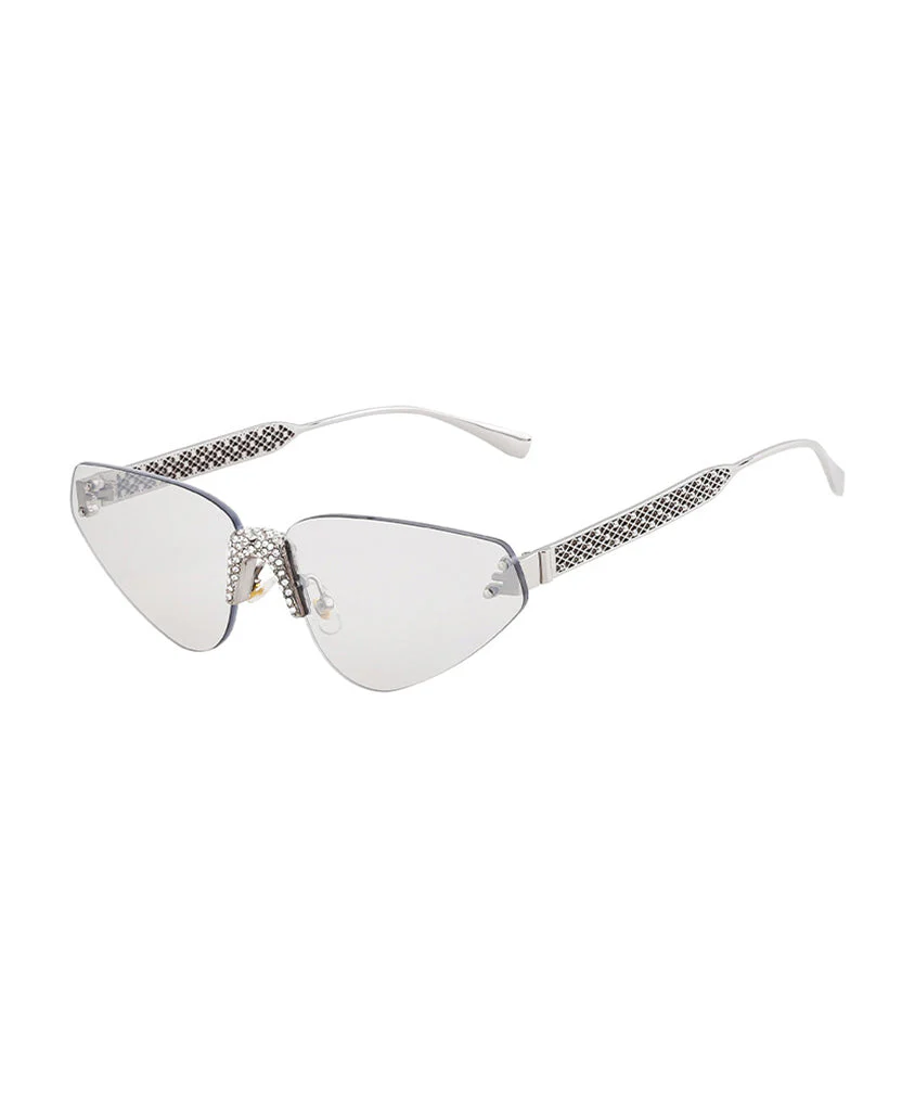 American Style Diamond Studded Frameless Sunglasses - Image 4