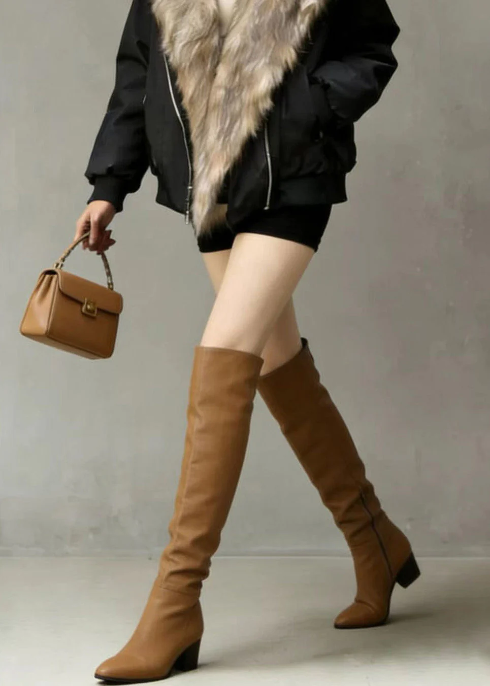American Style Streetwear Fuzzy Fur Patchwork Fine Cotton Filled Coat Winter - Image 4