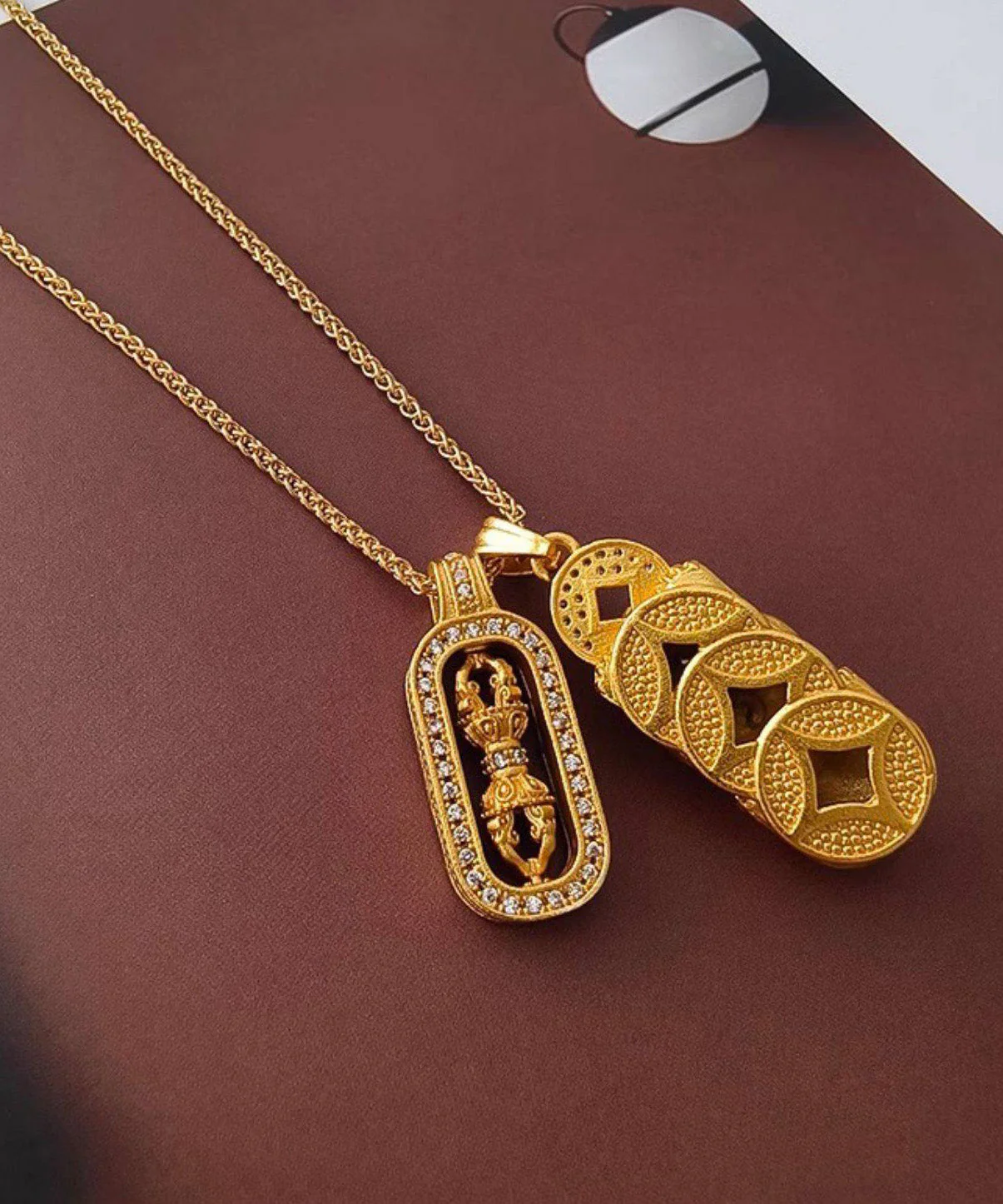 Ancient Gold Copper Gilding Pixiu Diamond Rod Necklace - Image 4