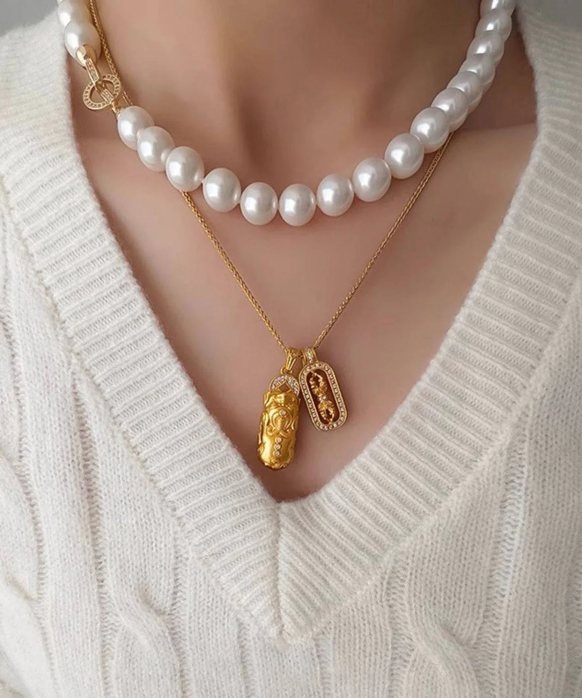 Ancient Gold Copper Gilding Pixiu Diamond Rod Necklace - Image 5