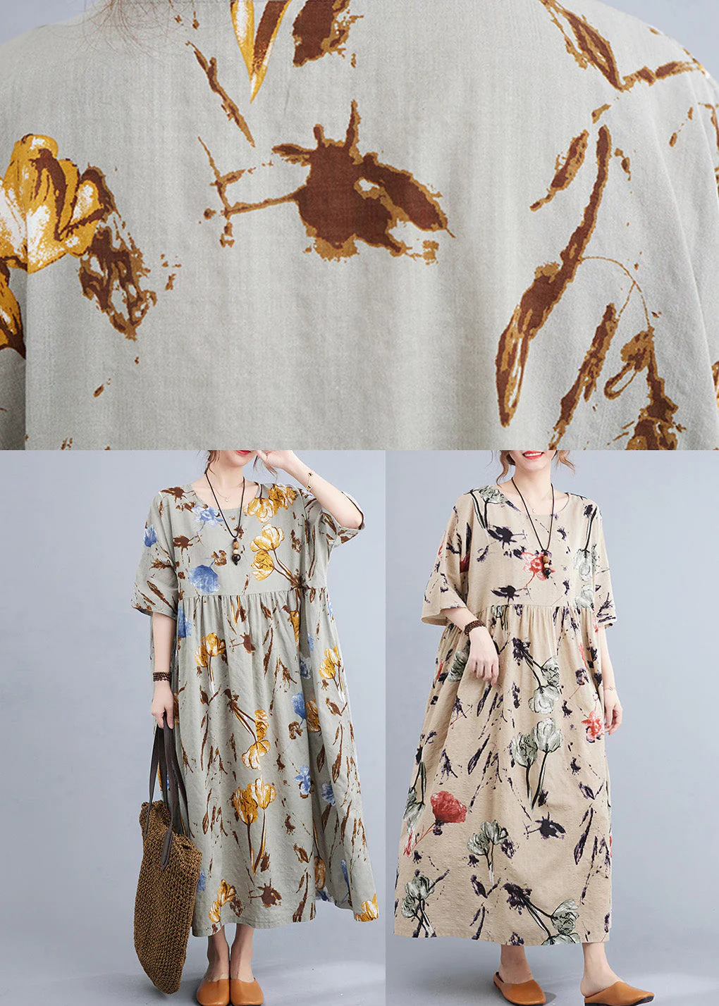 Apricot O-Neck Patchwork Party Maxi Dress Summer - Image 5