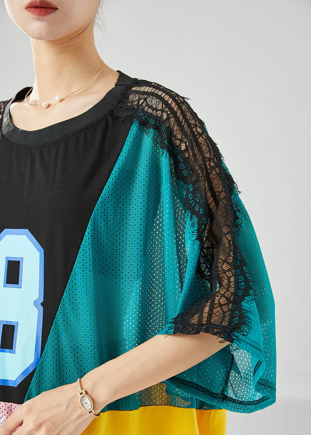 Art Asymmetrical Patchwork Hollow Out Graffiti Dresses Summer - Image 4