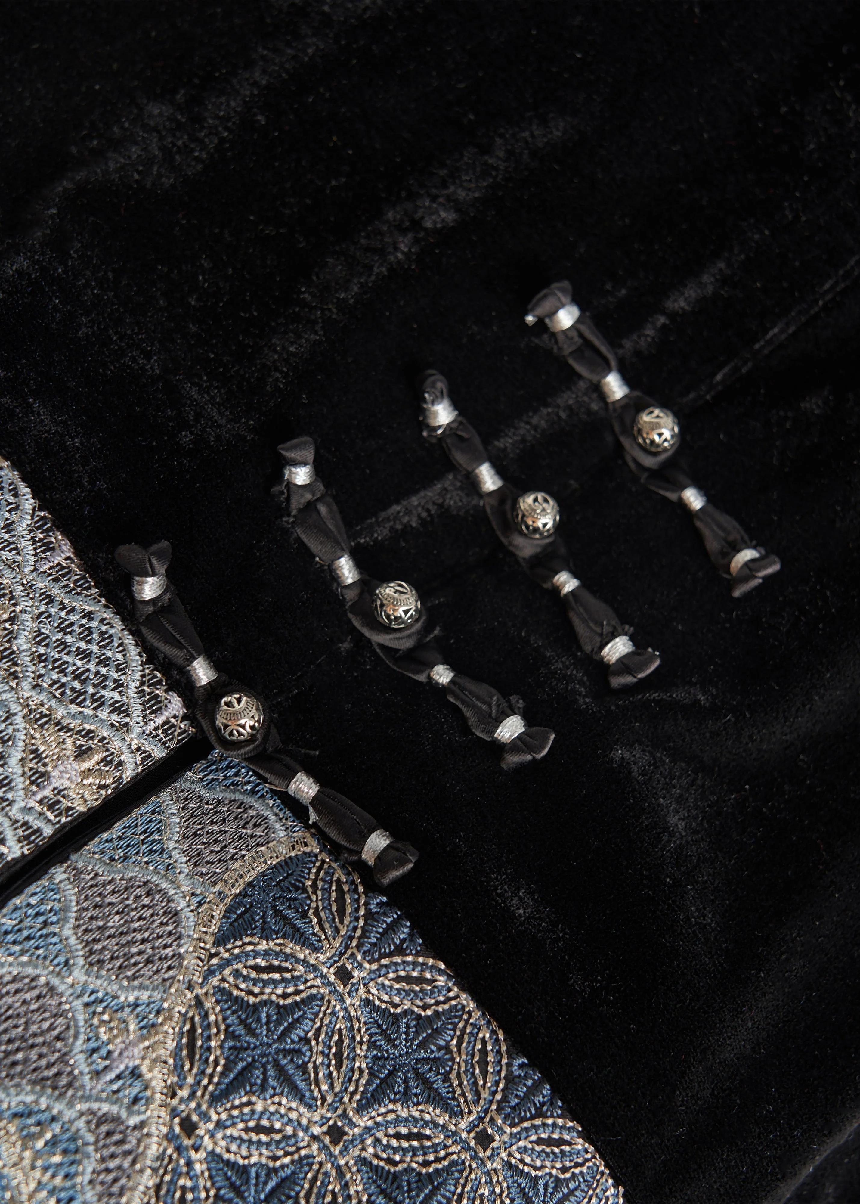 Art Black Embroidered Patchwork Silk Velvet Oriental Vests Fall - Image 4