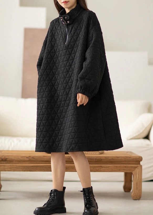 Art Black Oversized Thick Cotton Vacation Dresses Spring - Image 2