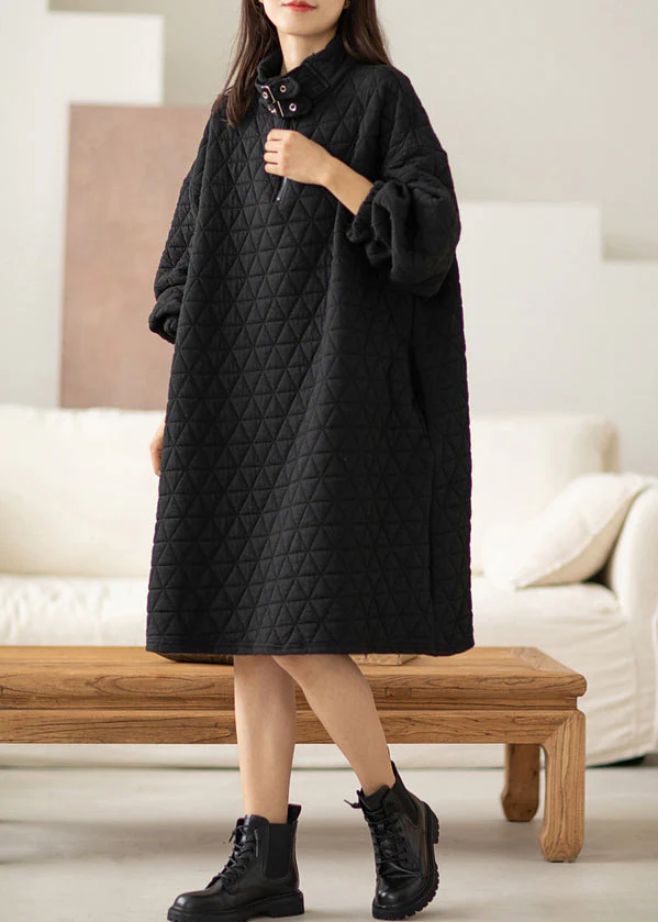 Art Black Oversized Thick Cotton Vacation Dresses Spring - Image 3