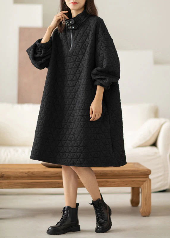Art Black Oversized Thick Cotton Vacation Dresses Spring - Image 4