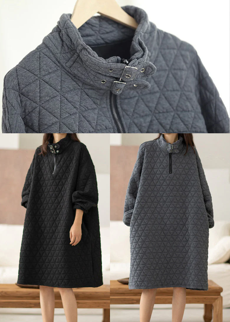 Art Black Oversized Thick Cotton Vacation Dresses Spring - Image 5