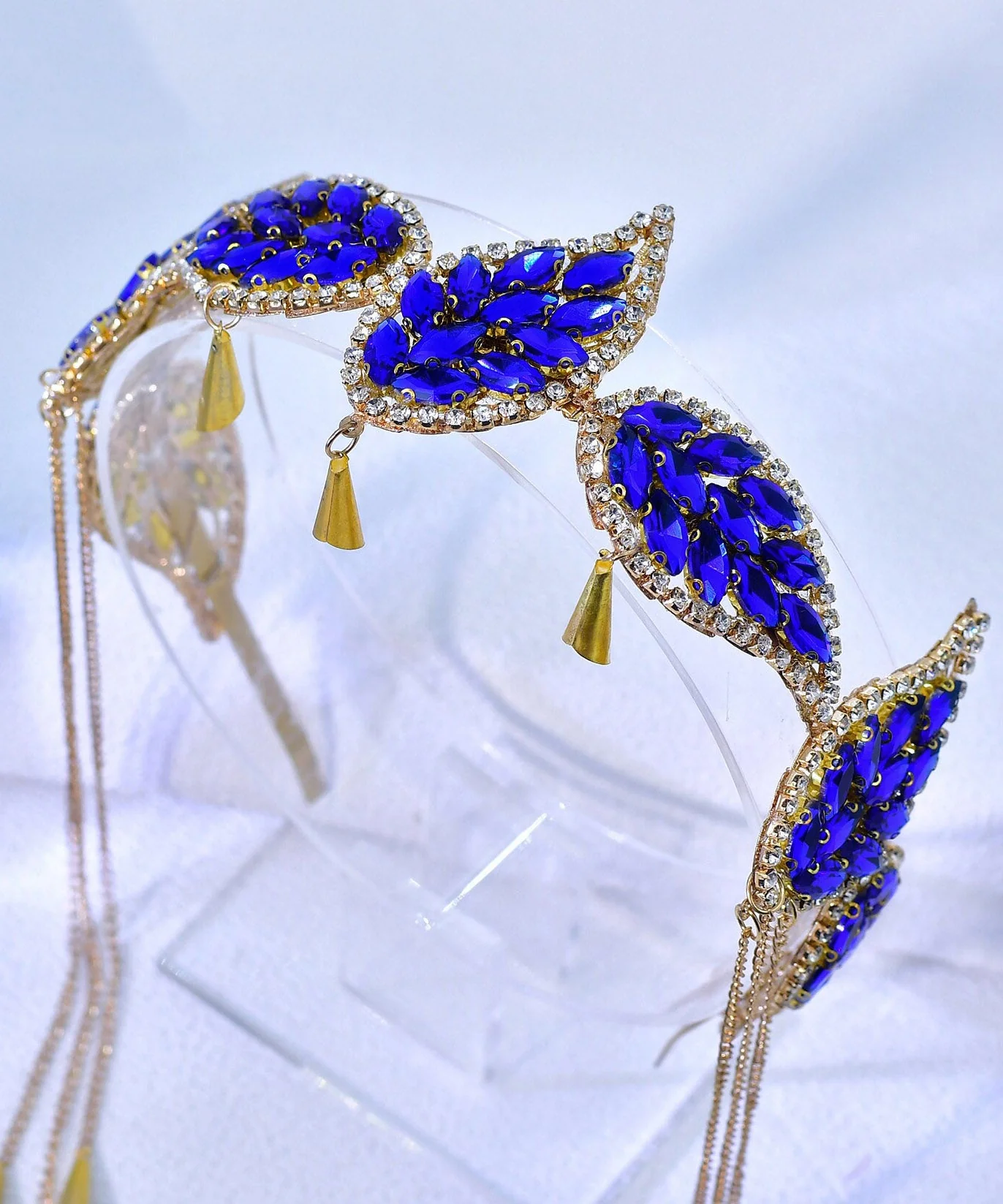 Art Blue Alloy Zircon Leaf Tasse HairPiece - Image 4