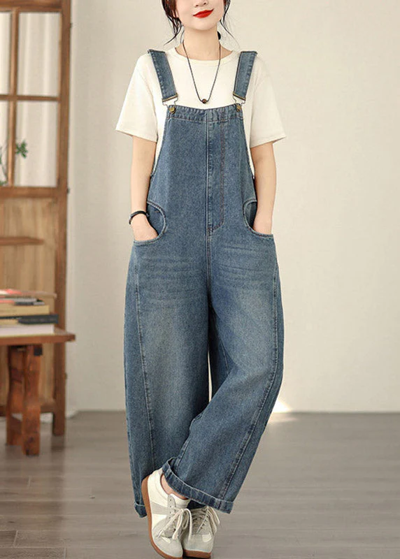 Art Blue Patchwork Jumpsuits Summer - Image 2