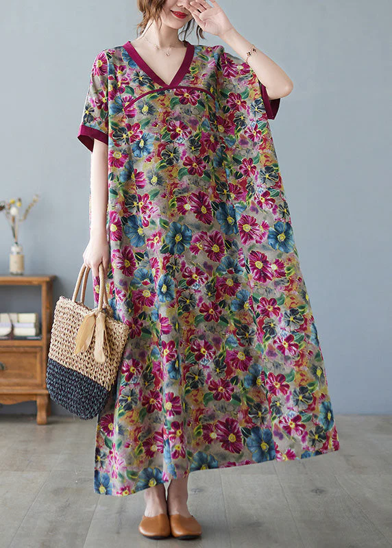 Art Blue Print Patchwork Cozy Long Dresses Summer - Image 2