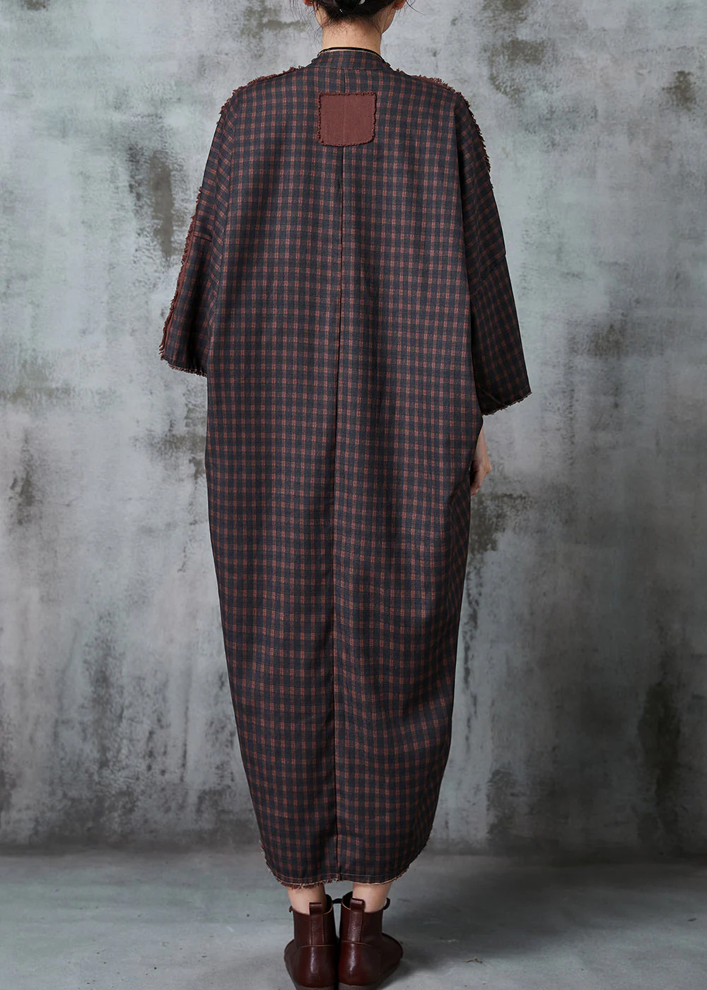 Art Chocolate Oversized Linen Chinese Style Dress Spring - Image 4