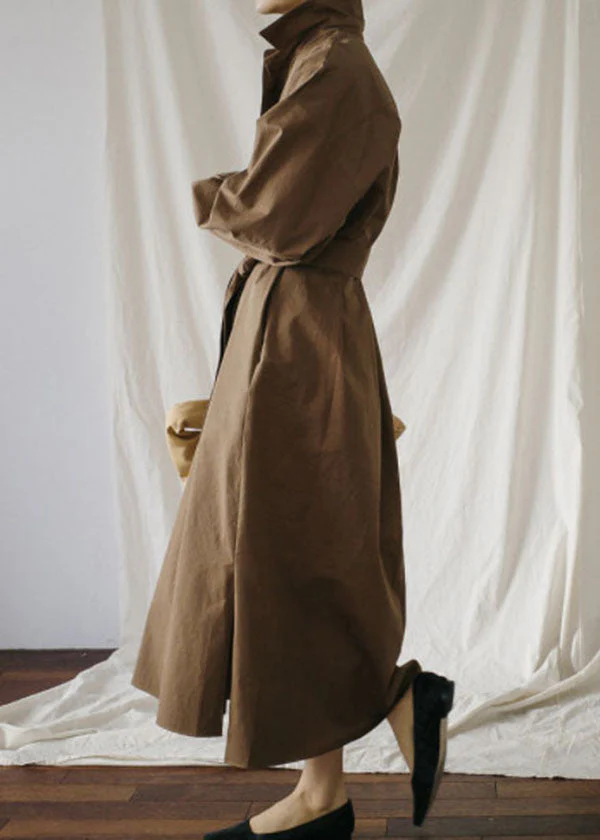 Art Chocolate Peter Pan Collar Pockets Cotton shirts Dress Spring - Image 3