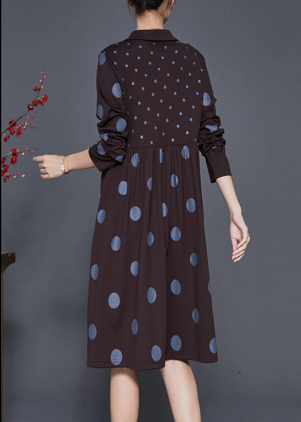 Art Chocolate Peter Pan Collar Print Cotton Maxi Dresses Spring - Image 3