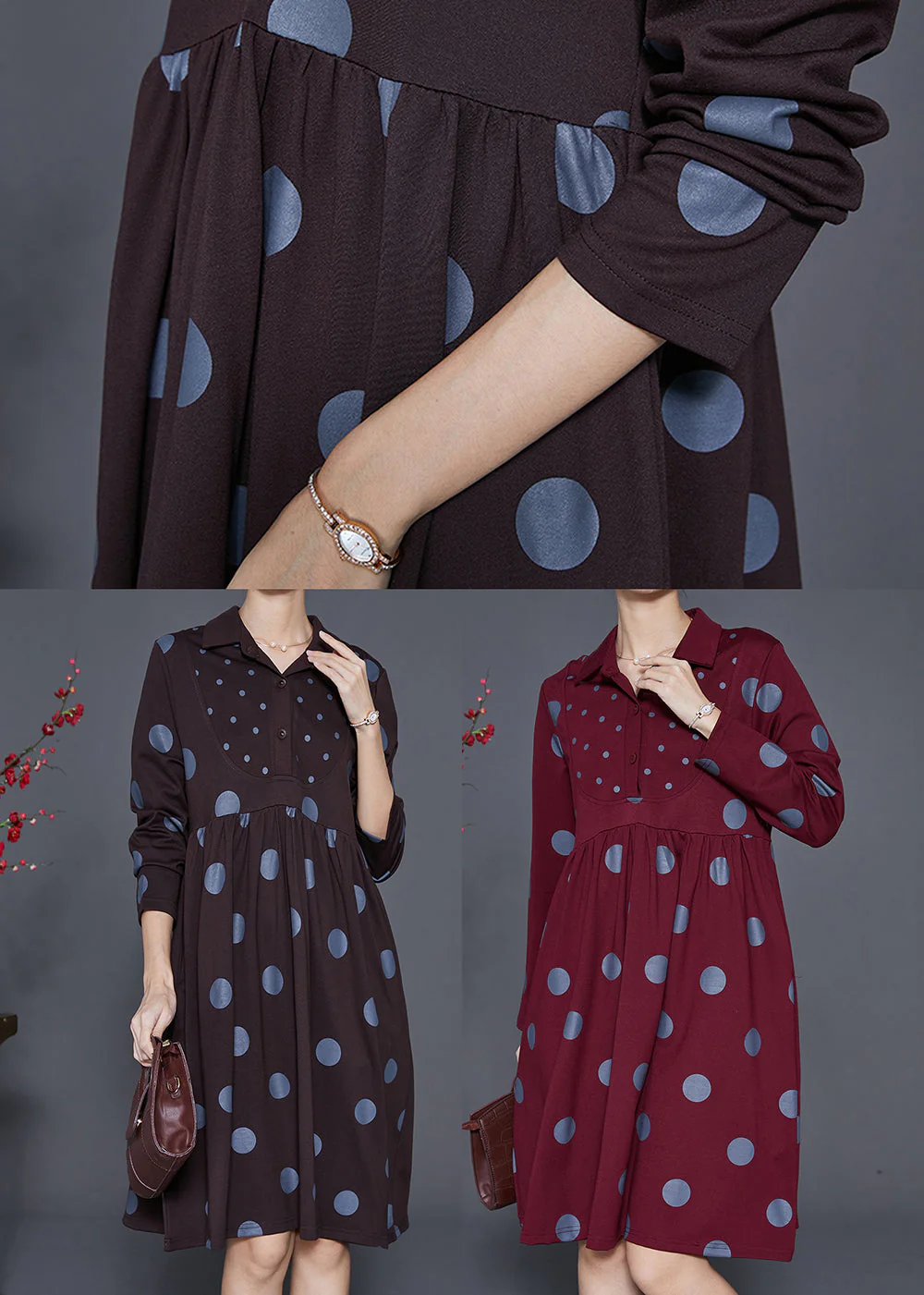 Art Chocolate Peter Pan Collar Print Cotton Maxi Dresses Spring - Image 4