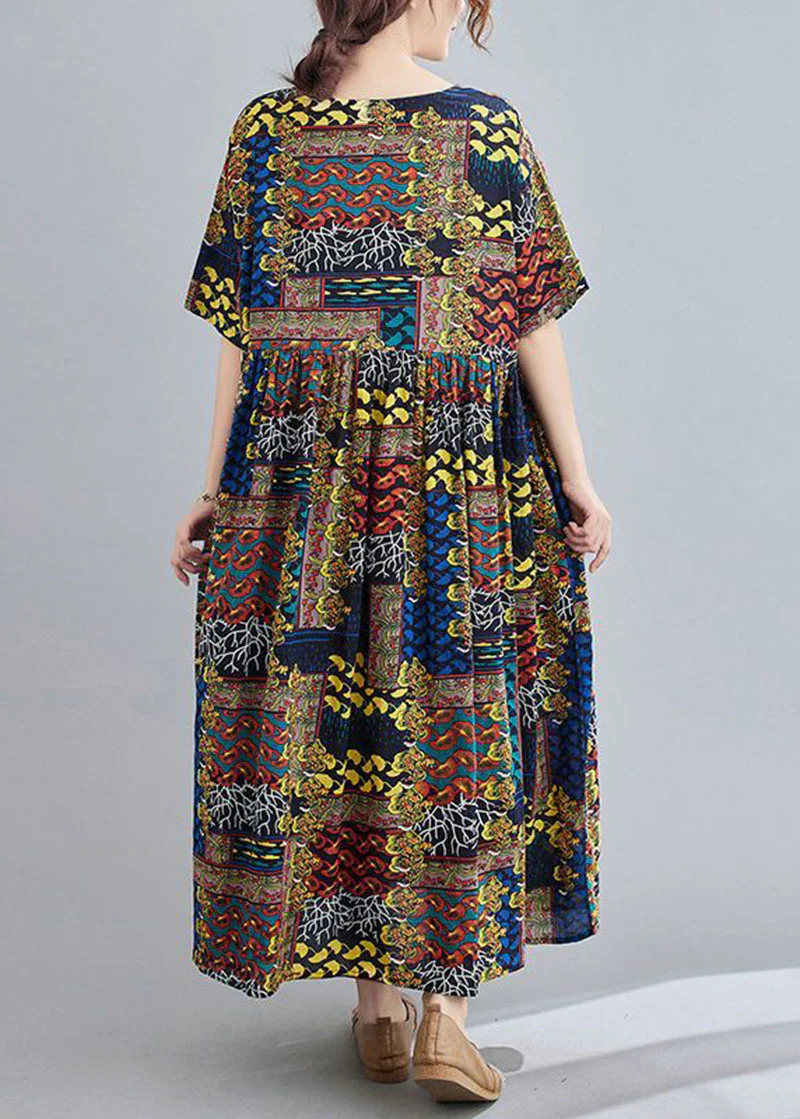 Art Coffee Oversized Print Pockets Linen Ankle Dress Summer - Image 5