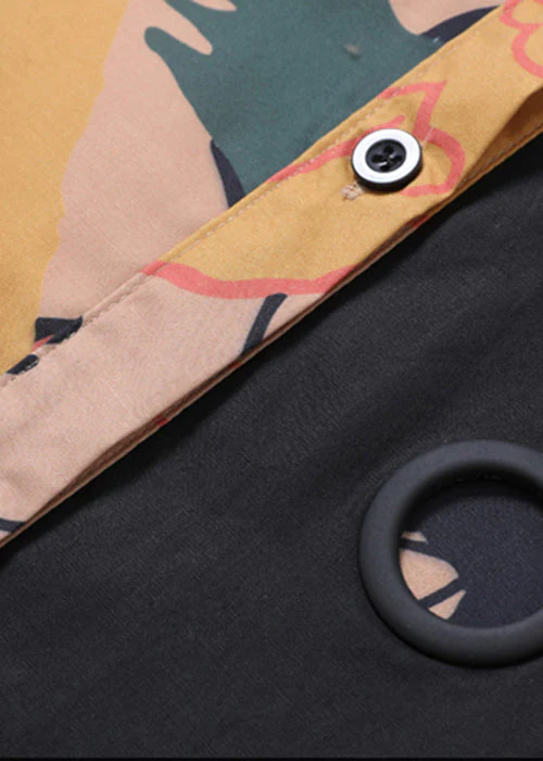 Art Colorblock Peter Pan Collar Patchwork Print Cotton Shirt Dress Spring - Image 4