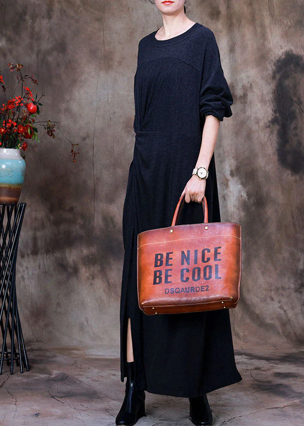 Art Dark Grey O-Neck side open Asymmetrical Velour long Dresses Spring - Image 2