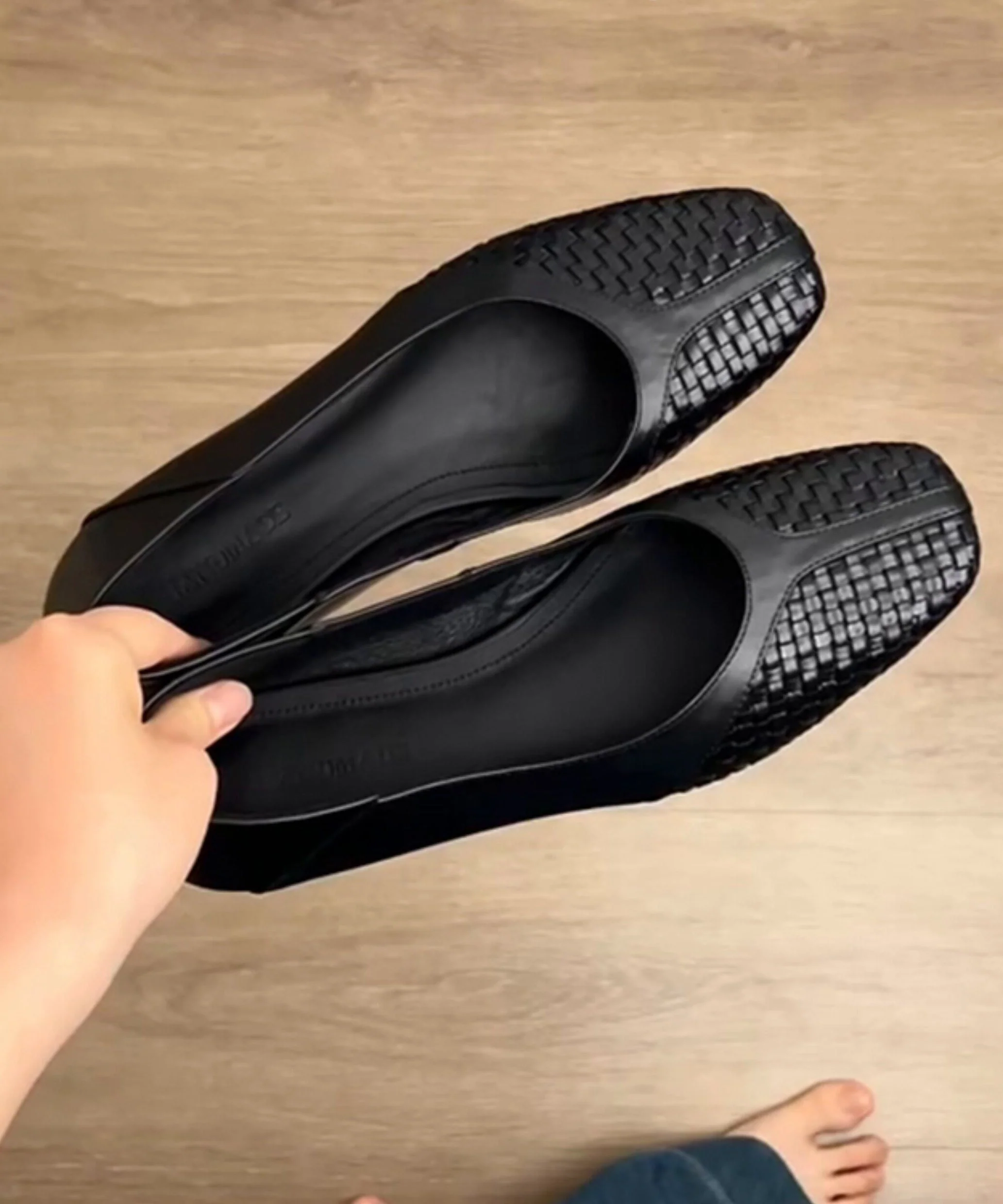 Art Flat Shoes For Women Black Faux Leather - Image 4