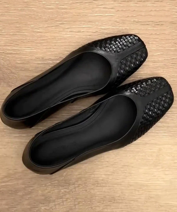 Art Flat Shoes For Women Black Faux Leather - Image 5
