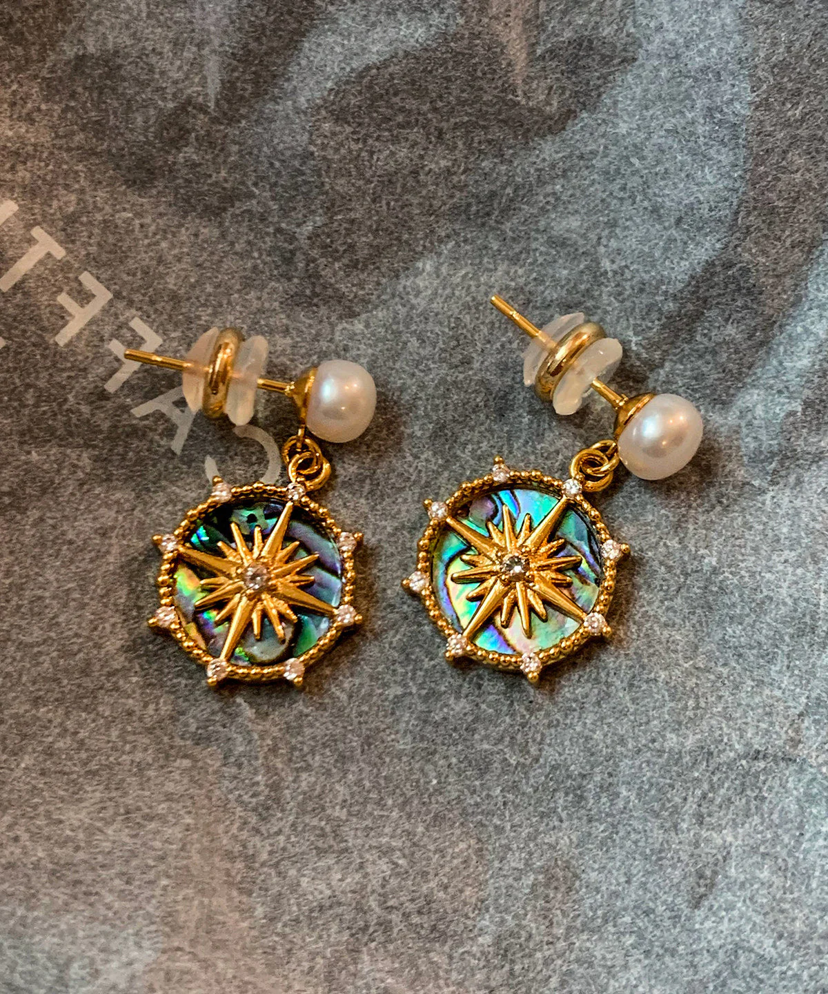 Art Gradient Blue Zircon Fine Pearl Drop Earrings - Image 5