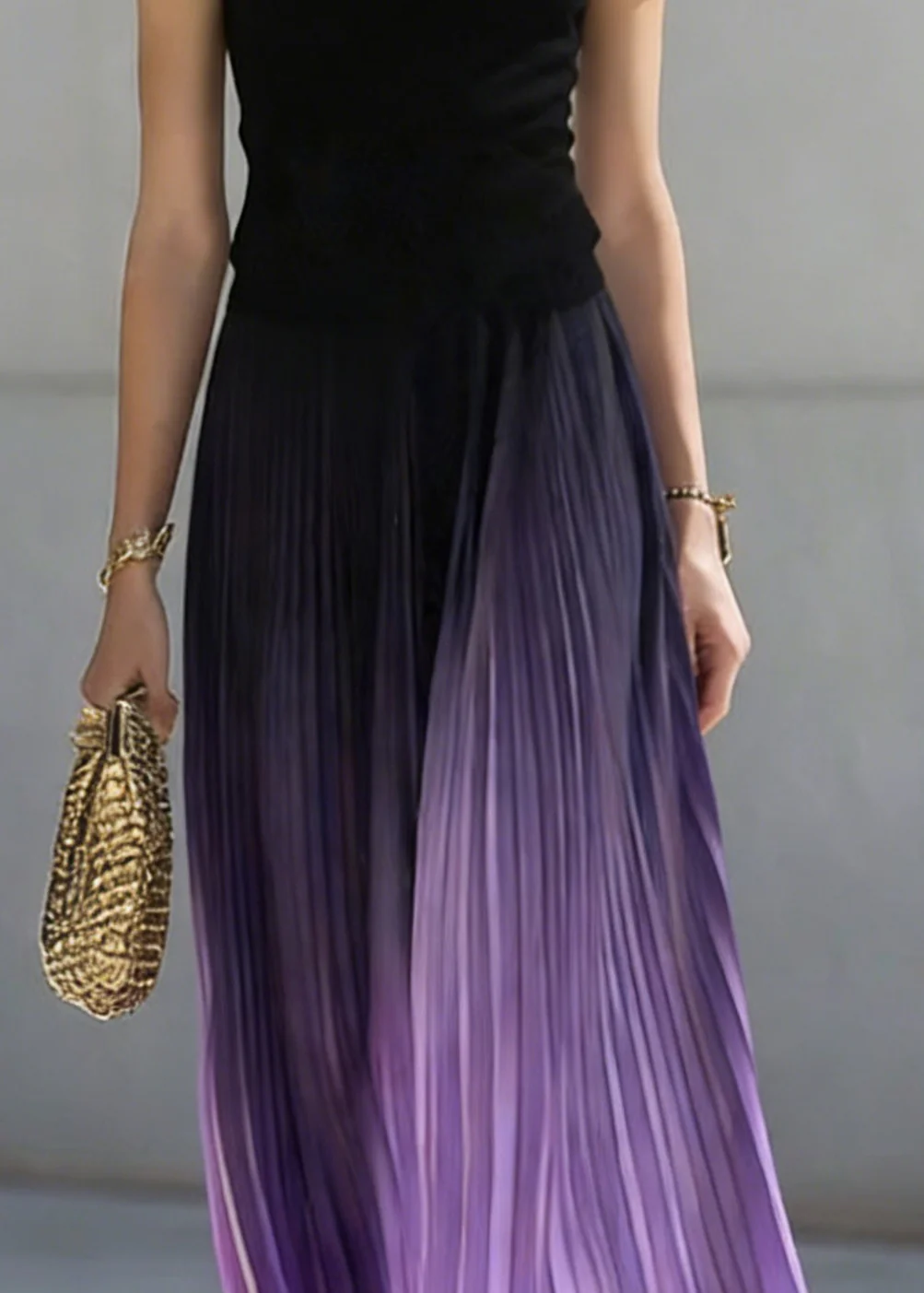 Art Gradient Color Wrinkled Elastic Waist Skirts Summer - Image 2