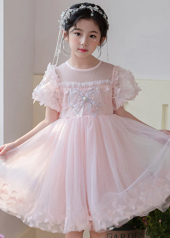 Art Grass Green Butterfly Hollow Out Tulle Kids Girls Dress Summer - Image 2