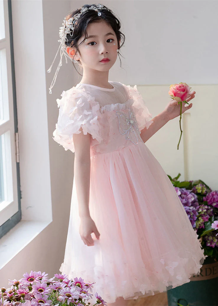 Art Grass Green Butterfly Hollow Out Tulle Kids Girls Dress Summer - Image 4