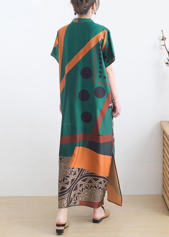 Mysterious Summer-Art Green Ankle Dress Summer Chiffon Dress - Image 4